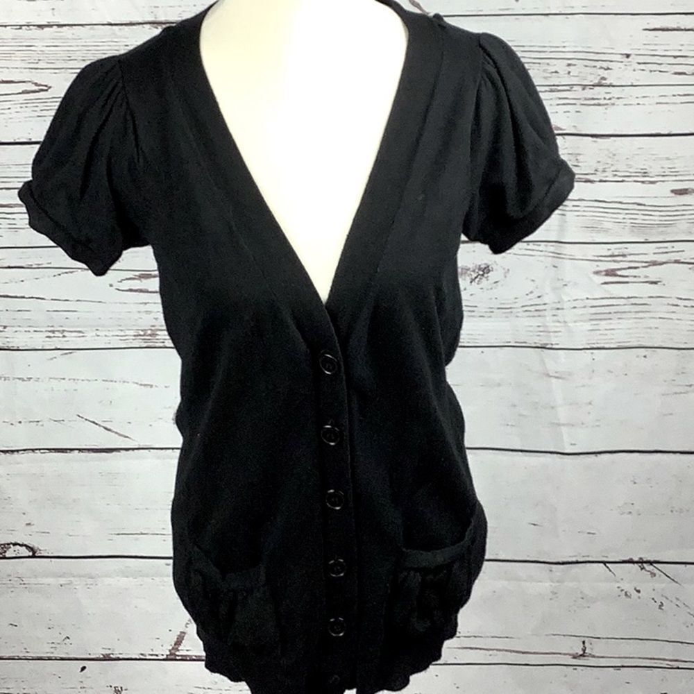 AB Studio Black Button Down Cardigan